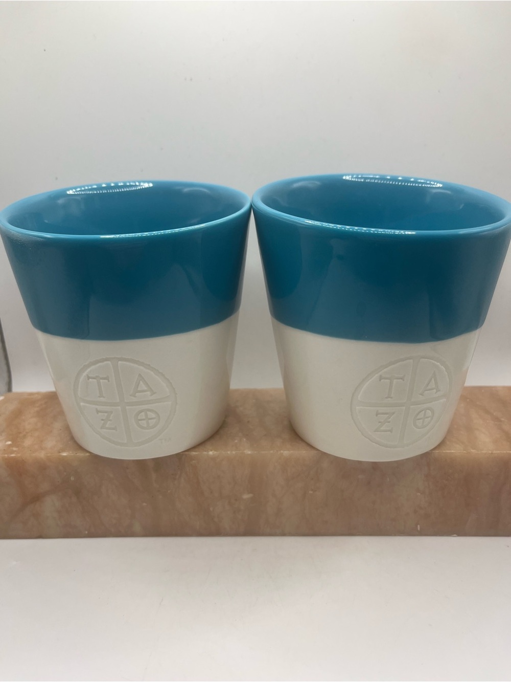 Starbucks 2011 Tazo Tea Cup Coffee Mug Handless Blue Asymmetrical